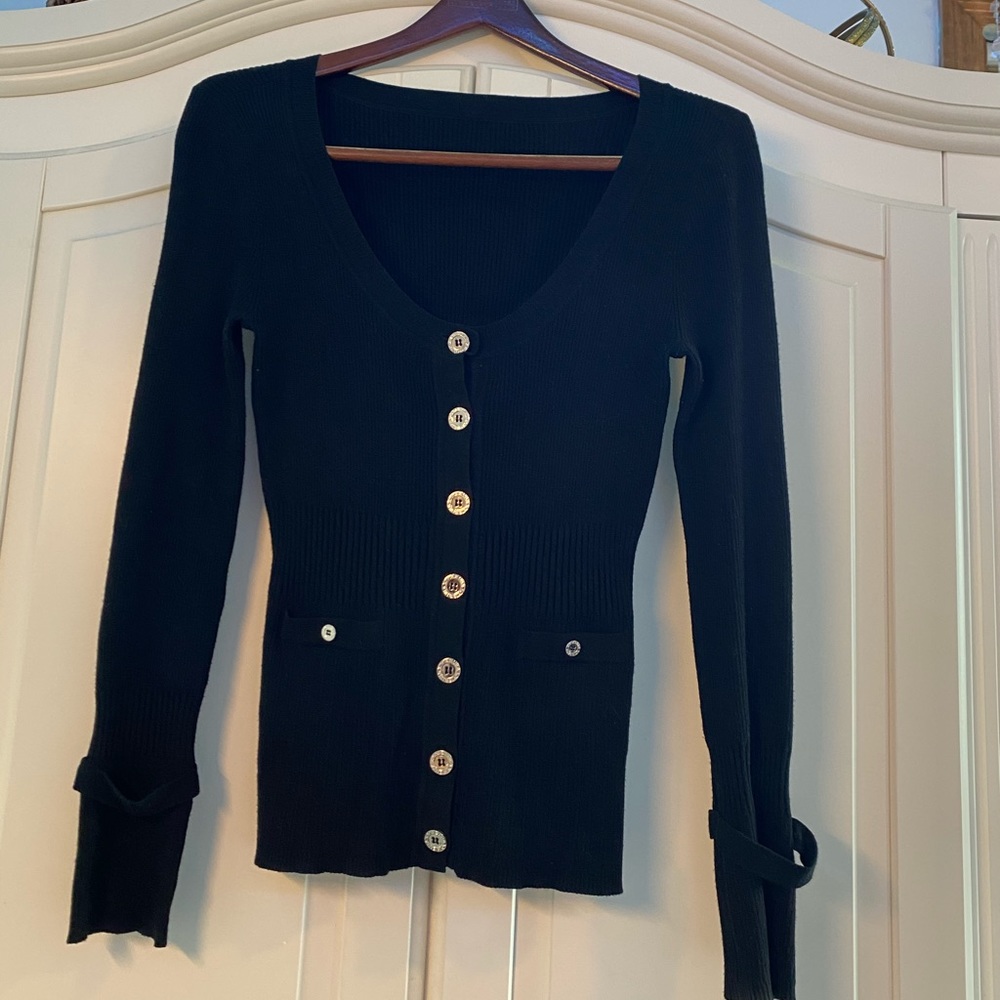 Black button up sweater